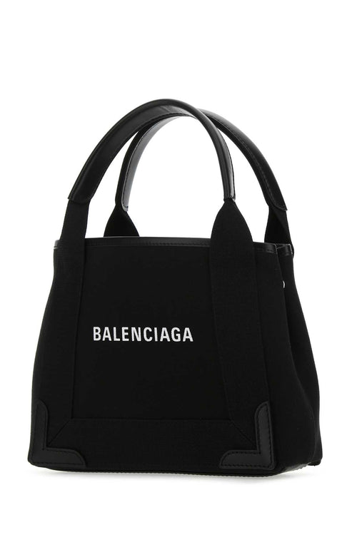 Balenciaga Women Black Canvas Cabas Navy Xs Handbag