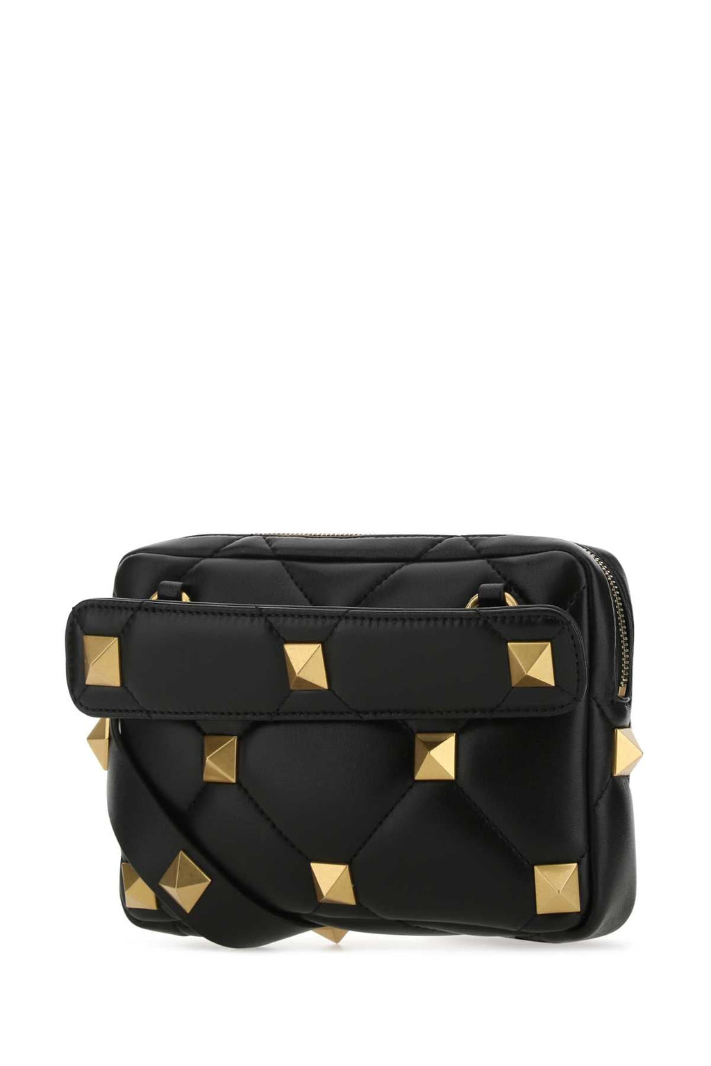 Valentino Garavani Men Black Nappa Leather Roman Stud Handbag