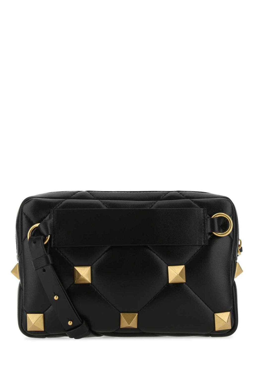 Valentino Garavani Men Black Nappa Leather Roman Stud Handbag