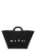 Marni Women Black Leather And Raffia Small Tropicalia Summer Handbag