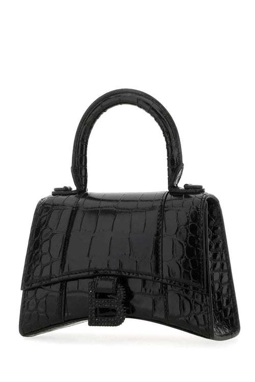 Balenciaga Women Black Leather Xs Hourglass Handbag