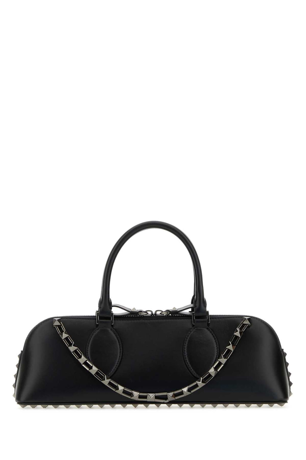 Valentino Garavani Women Black Leather Rockstud East-West Handbag