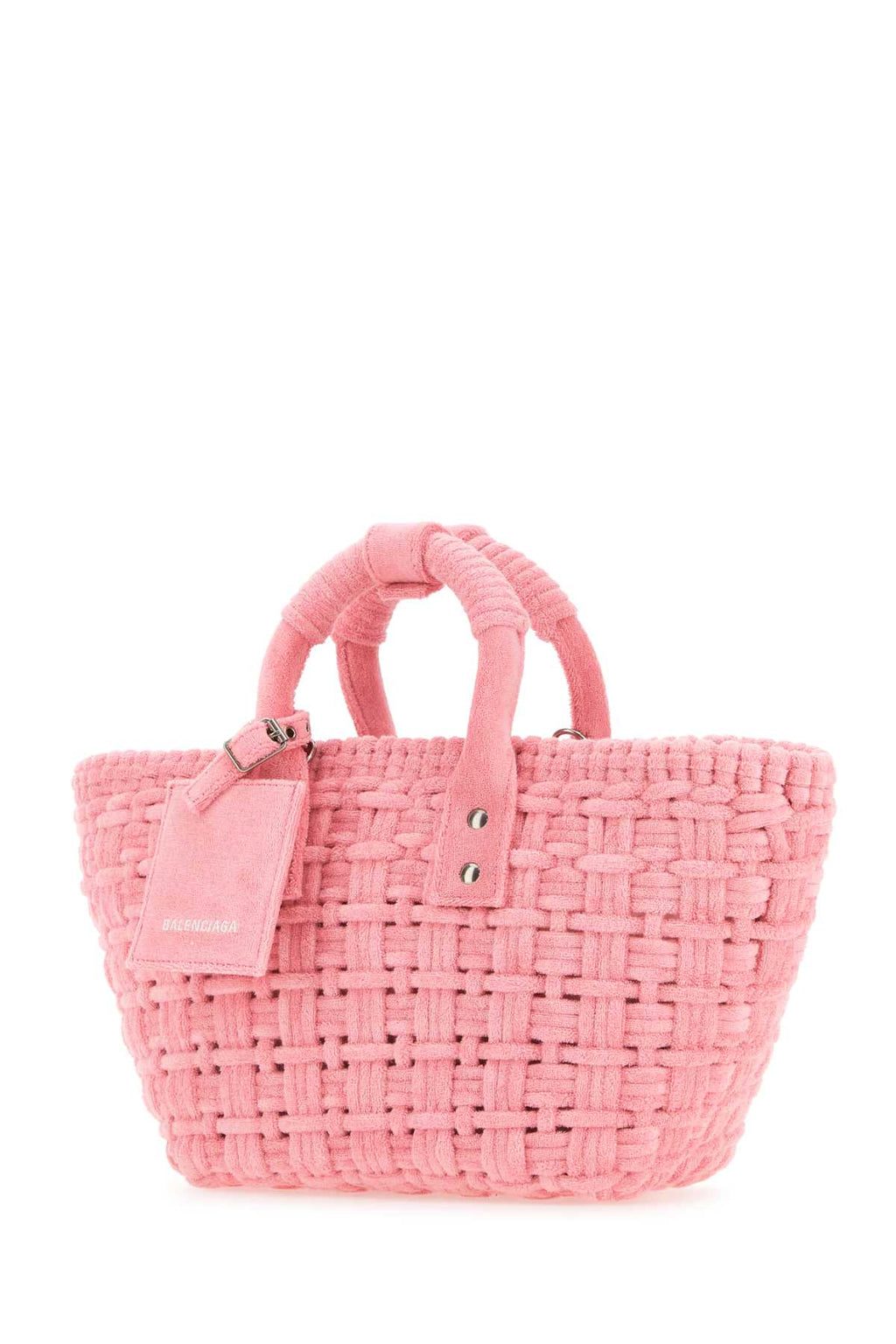 Balenciaga Women Pink Terry Fabric Bistro Xs Handbag