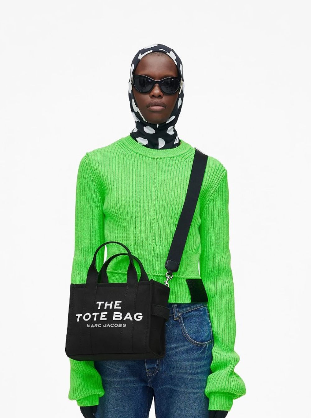 Marc Jacobs Women Handbag 'The Small Tote' With Logo Lettering On The Front In Black Cotton For Women