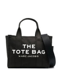 Marc Jacobs Women Handbag 'The Small Tote' With Logo Lettering On The Front In Black Cotton For Women