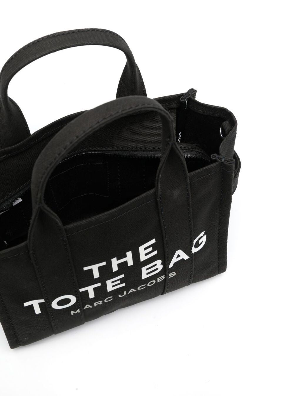 Marc Jacobs Women Handbag 'The Small Tote' With Logo Lettering On The Front In Black Cotton For Women