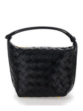 Bottega Veneta Women Handbag 'Candy Wallace' With Intreccio Motif In Black Leather For Women