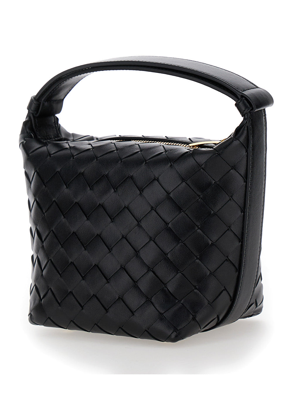 Bottega Veneta Women Handbag 'Candy Wallace' With Intreccio Motif In Black Leather For Women