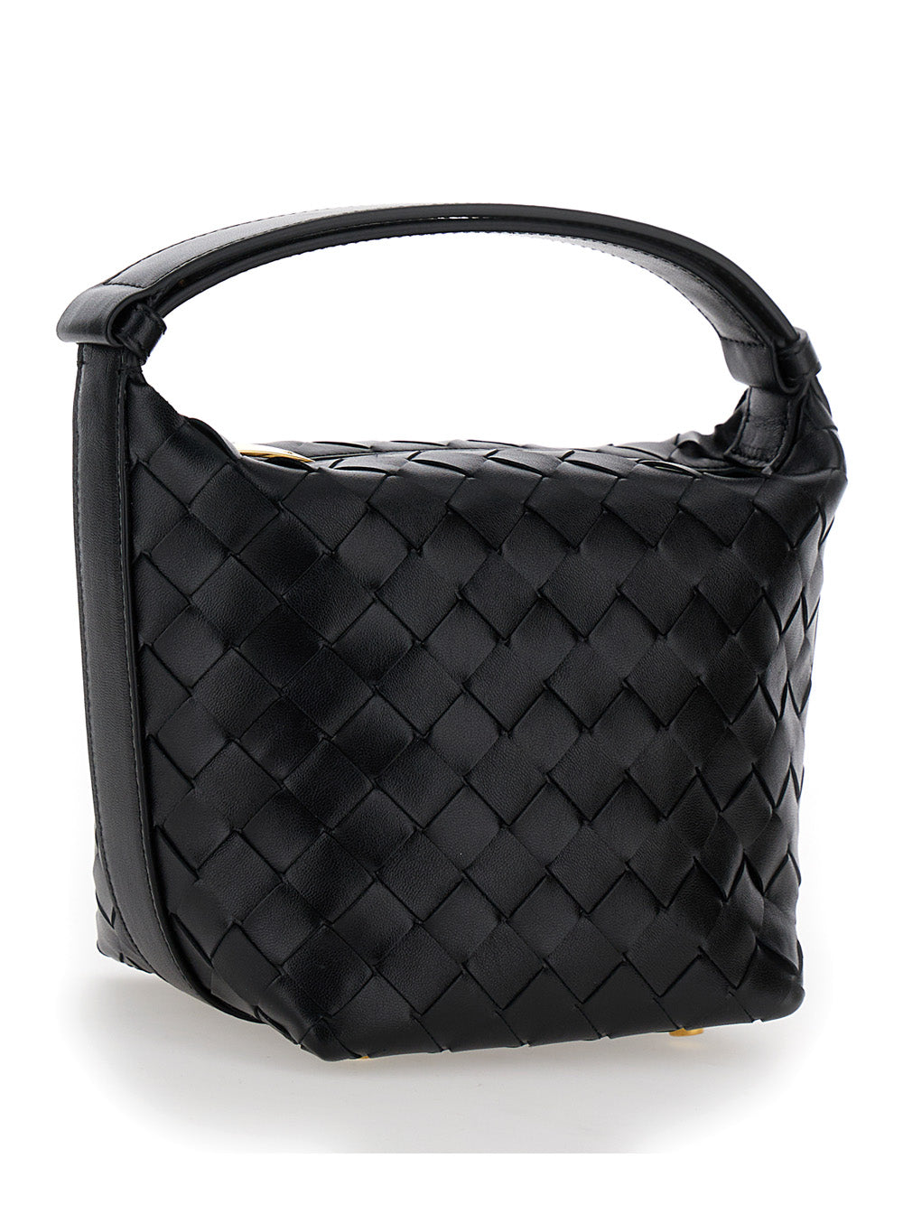 Bottega Veneta Women Handbag 'Candy Wallace' With Intreccio Motif In Black Leather For Women