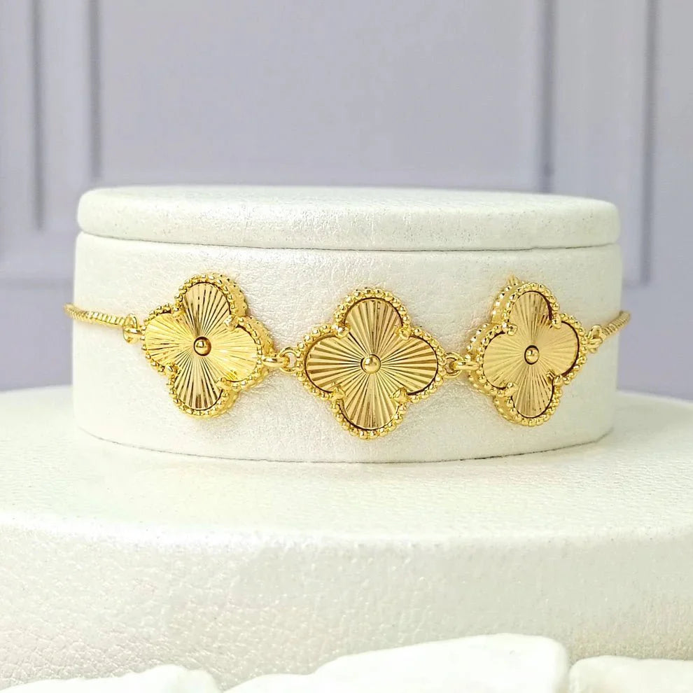 Clover Van Cleef Bracelet Jewelry Inspired 18k Gold Plated Adjustable Bracelet